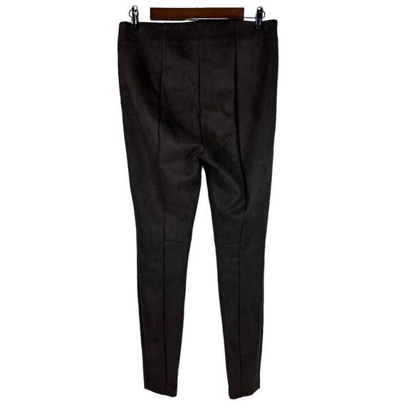 LOFT Chocolate Brown Faux Suede Stretch Side Zip Ankle Pants size 8 - Picture 3 of 10